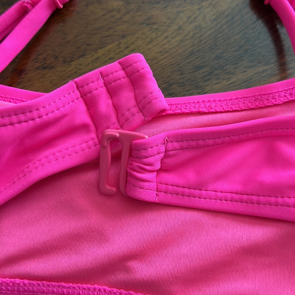 NWT Good American Deep scoop neck bikini top - neon pink size 4 - Picture 7 of 7
